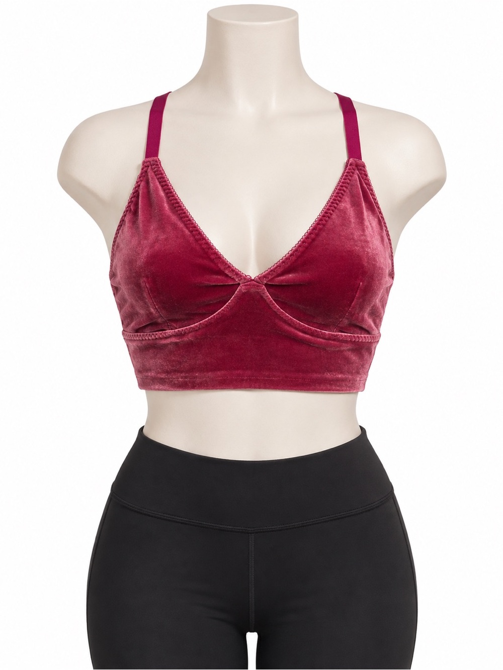 Fabletics Hazel Velvet Bralette XXL Berry Jam Pink Racerback Longline Bra